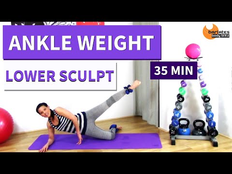 35 MIN ANKLE WEIGHTS Lower Body Mat Workout - BARLATES Ankle Weight Lower Body Sculpt