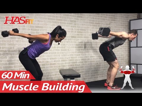 60 Min Upper Body Workout at Home with Dumbbells - Chest and Back Routine Exercises for Women &amp; Men
