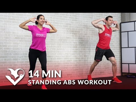 14 Minute Standing Abs Workout - Low Impact Standing Up Ab &amp; Standing Cardio Workout