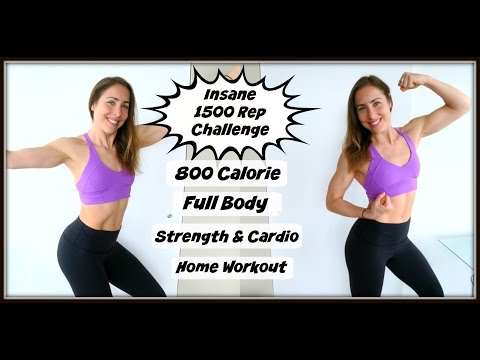 INSANE 800 Calorie 1500 REP CHALLENGE // Full Body Strength &amp; Cardio