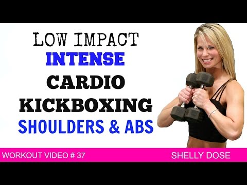 Low Impact Cardio Kickboxing Workout Video, Shoulder and ABS workouts