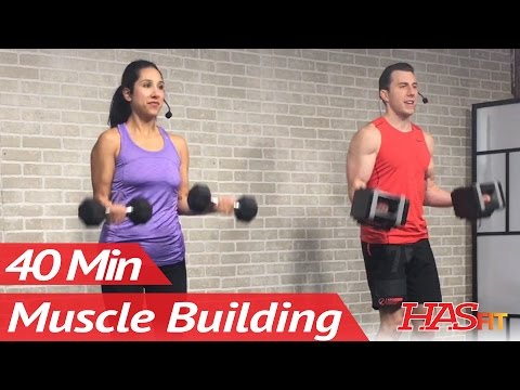 40 Min Arm Workout for Women &amp; Men at Home with Weights for Mass - Muscle Building Bicep and Tricep