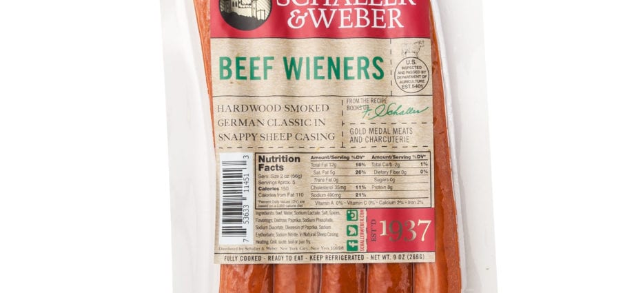 Wieners beef &#8211; calorie content and chemical composition
