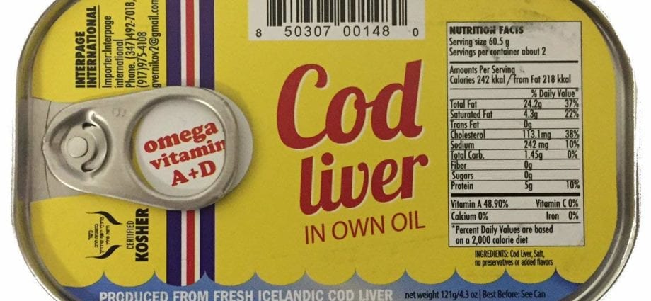 鳕鱼肝（罐头）–卡路里含量和化学成分