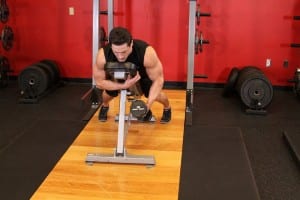 Isolated breeding dumbbell in hand