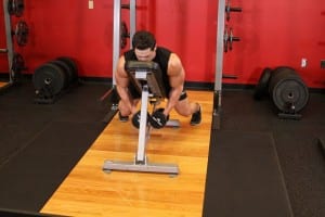 Isolated breeding dumbbells in hand, with two hands