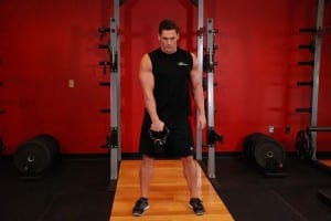 Lifting weights on the chest (the weight on the hips)