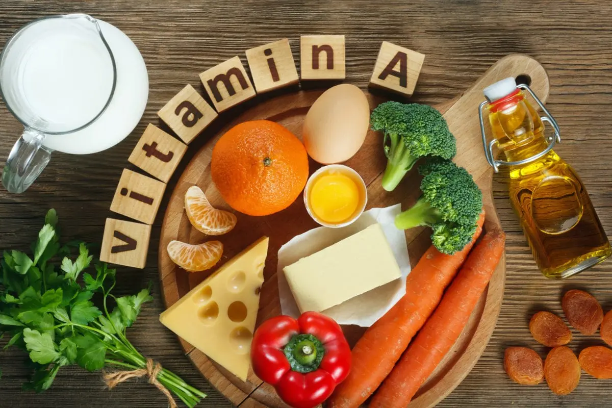 Table of vitamin A contents  in foods