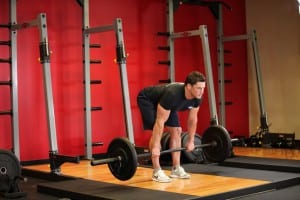 deadlifts with a barbell with straight legs