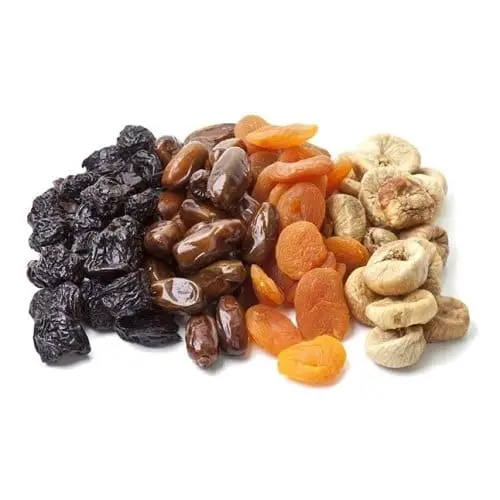 Calorie content of dried fruits (table)