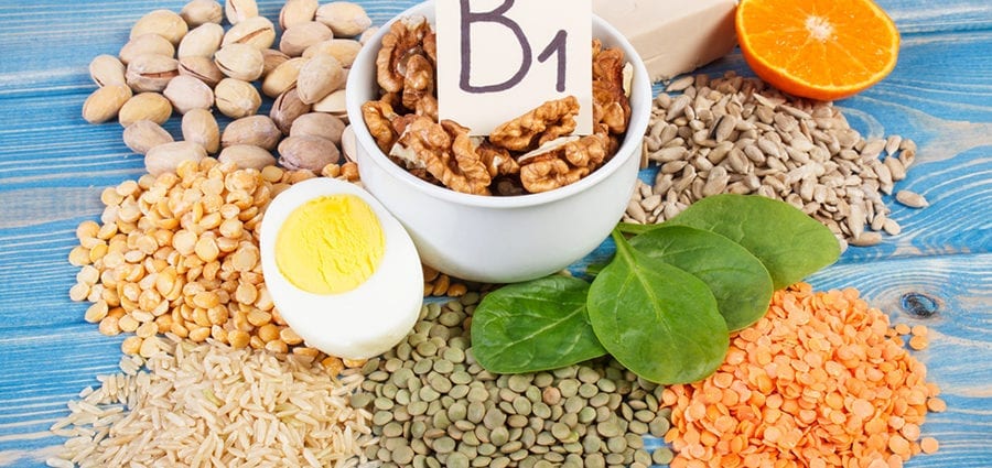 Obsah vitaminu B1 v potravinách (tabulka)