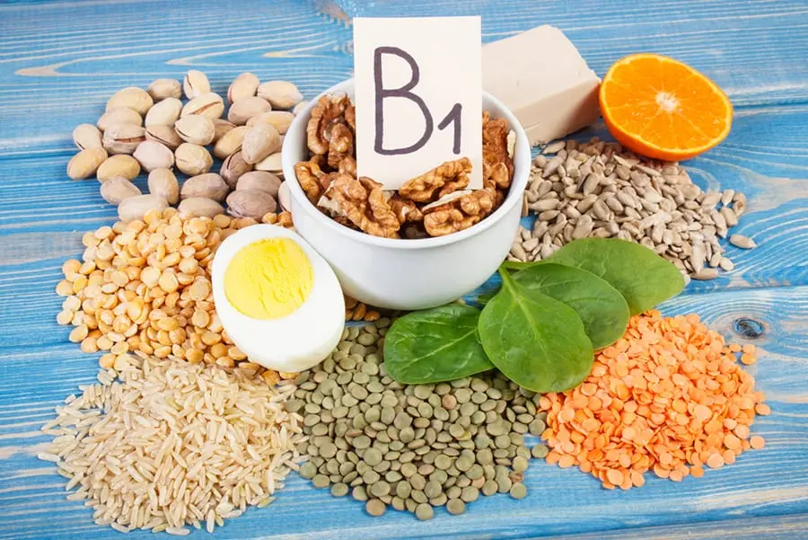 Content of vitamin B1 in foods (table)