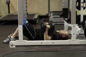 dumbbell Bench press lying on the floor