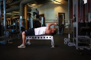 the lower Press block lying triceps