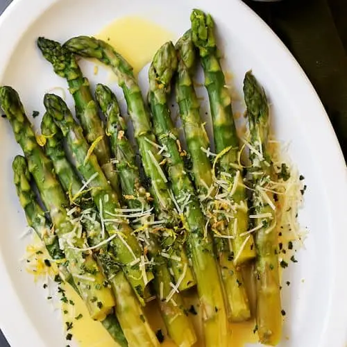 Asparagus in sauce recipe. Calorie, chemical composition and nutritional value.