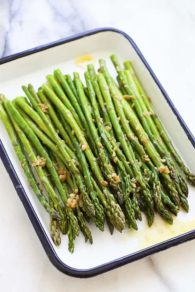 Asparagus recipe with butter. Calorie, chemical composition and nutritional value.