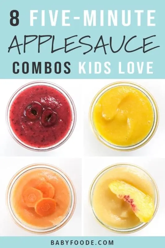 Baby food, Fruits, applesauce and cherry, puree