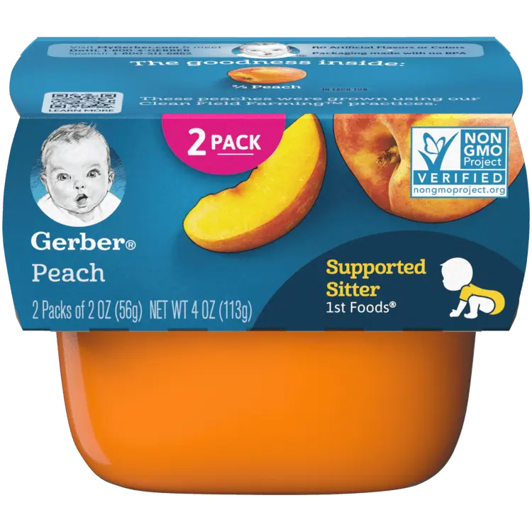 Baby food, Fruits, peaches, puree