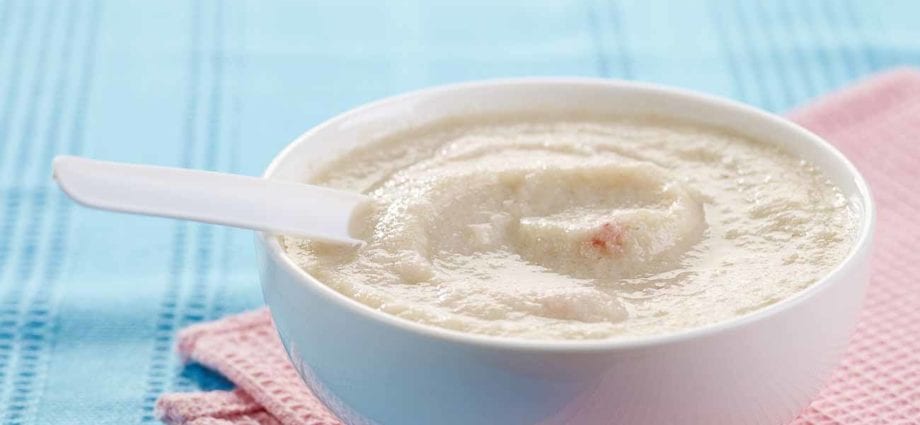 Baby food, Porridge, mixture, with honey, cooked in whole milk