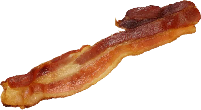 Bacon, from a meat substitute (legumes)