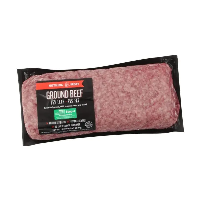 Beef, Ground Meat, 75% Lean / 25% Fat, Raw