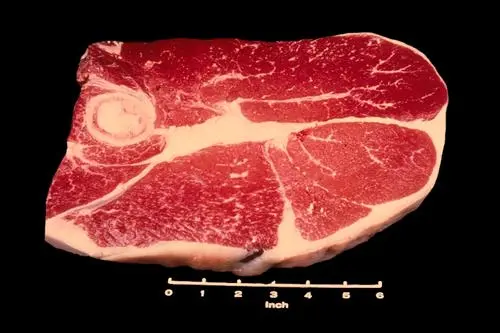 Beef, middle part of the roast, steak, meat with fat removed to 0 ″, raw