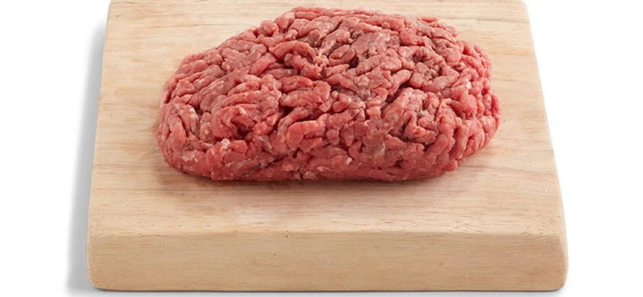 Beef, minced, 90% lean meat / 10% fat, fried