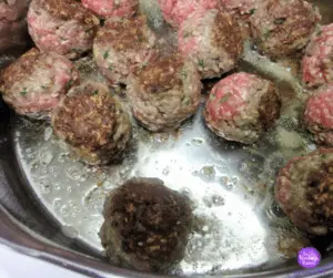 Beef, minced meatballs, 75% lean meat / 25% fat, pan fried