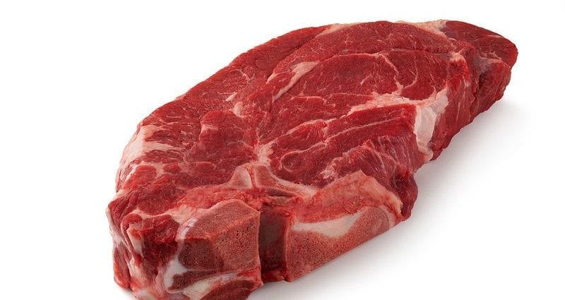 牛肉，脖子，Chuck-ai牛排（鄉村風格的肋骨），僅肉類，燉
