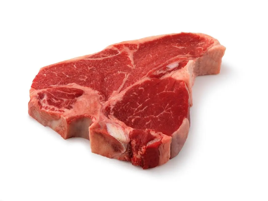 Beef, porterhouse steak, meat with fat removed to 1/8 ″, raw