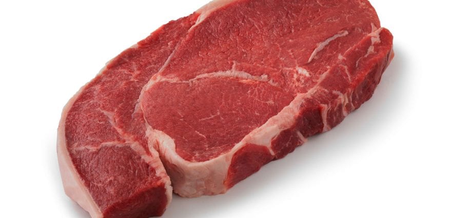 Beef, thick sirloin, steak, meat with fat removed to 0 ″, fried over fire