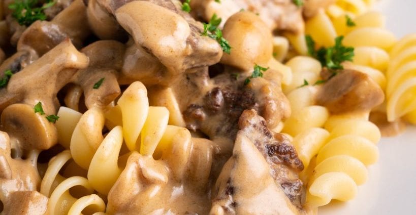 Beef Stroganoff recipe. Calorie, chemical composition and nutritional value.