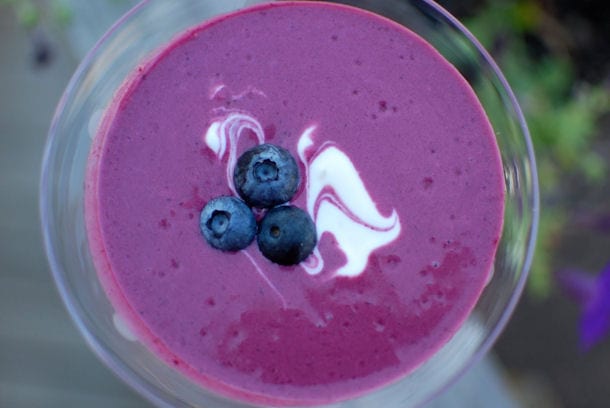 Blueberry Puree Soup Recipe. Calorie, chemical composition and nutritional value.