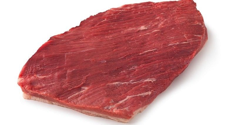 Brisket, flat, beef, boneless, meat only, trimmed to 0 ”fat, selected, raw