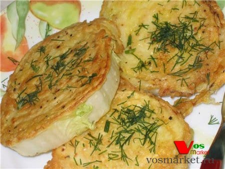 Cabbage Schnitzel recipe. Calorie, chemical composition and nutritional value.