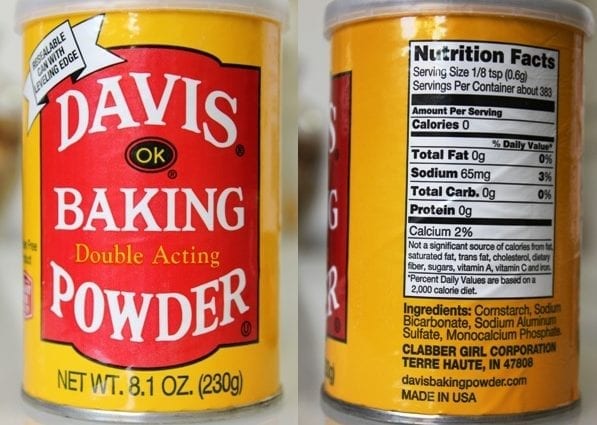 Calorie Baking powder thực phẩm, bột nở (thay thế men), với hàm lượng thấp. natri. Thành phần hóa học và giá trị dinh dưỡng.