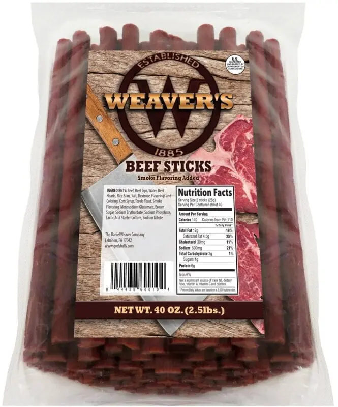Calorie Beef sticks, smoked. Chemical composition and nutritional value.