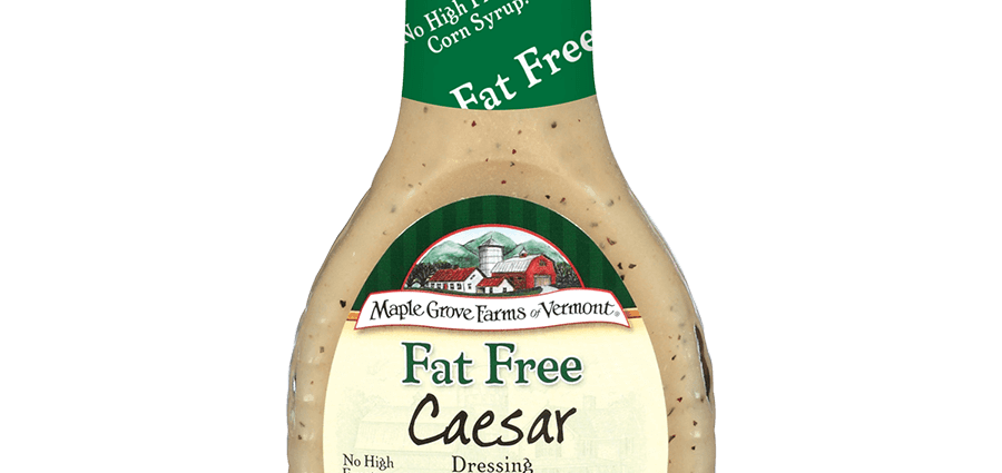 Calorie Caesar salad dressing, low calorie. Chemical composition and nutritional value.