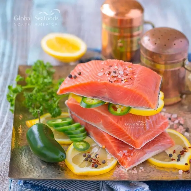 Calorie Chinook, king salmon, Alaska, salted. Chemical composition and nutritional value.