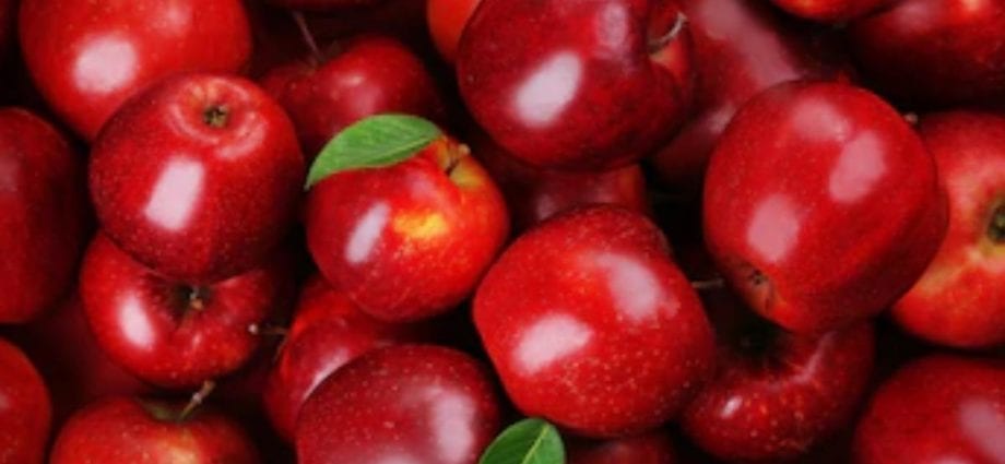 卡路里含量苹果红美味。 化学成分和营养价值。