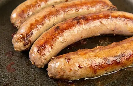 Calorie content Beef, sausages, pre-cooked. Chemical composition and nutritional value.