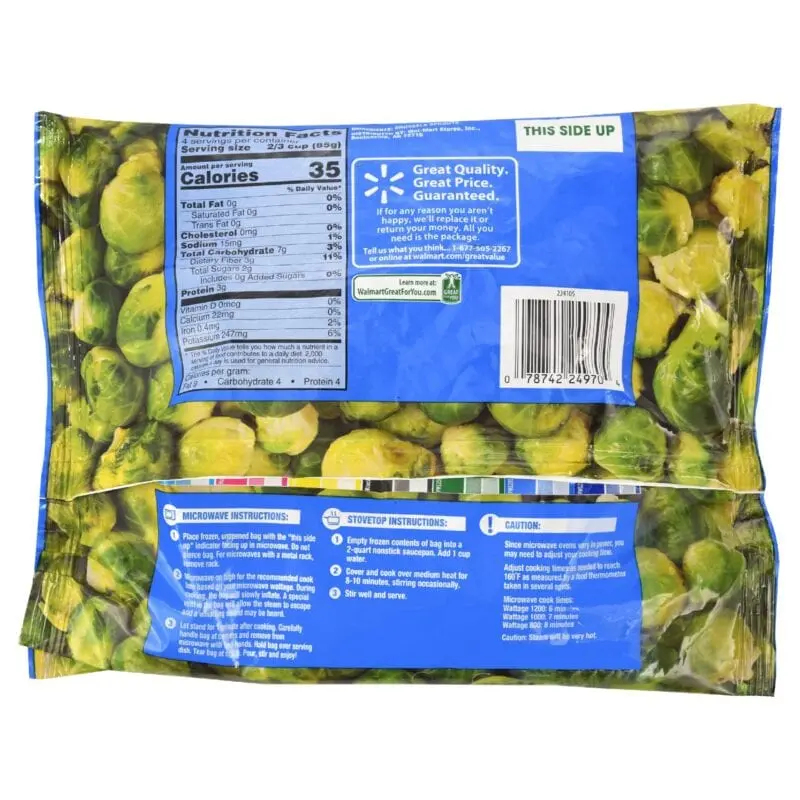 Calorie content Brussels sprouts, frozen, uncooked. Chemical composition and nutritional value.