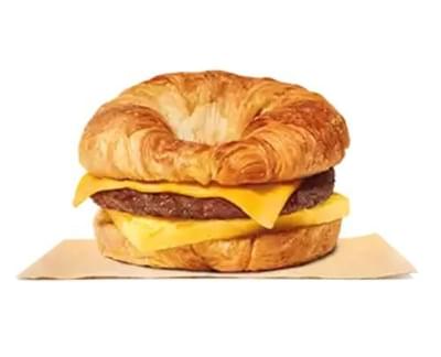 Calorie content BURGER KING, croissant &#8220;CROISSAN&#8217;WICH&#8221; with sausage, egg and cheese. Chemical composition and nutritional value.