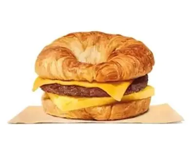 Calorie content BURGER KING, croissant &#8220;CROISSAN&#8217;WICH&#8221; with sausage and cheese. Chemical composition and nutritional value.