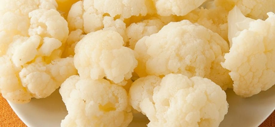 Calorie content Cauliflower, boiled, no salt. Chemical composition and nutritional value.