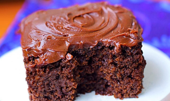 Calorie content A chocolate cake prepared according to a recipe without glaze. Chemical composition and nutritional value.