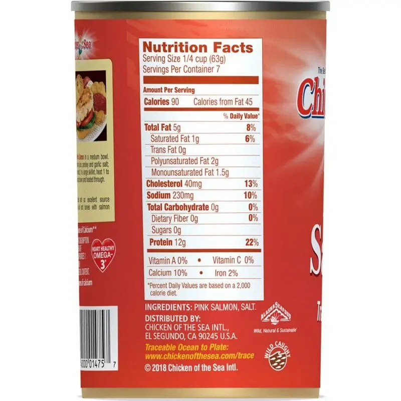 Calorie content Chum salmon, canned without salt, dry product without marinade with bones. Chemical composition and nutritional value.