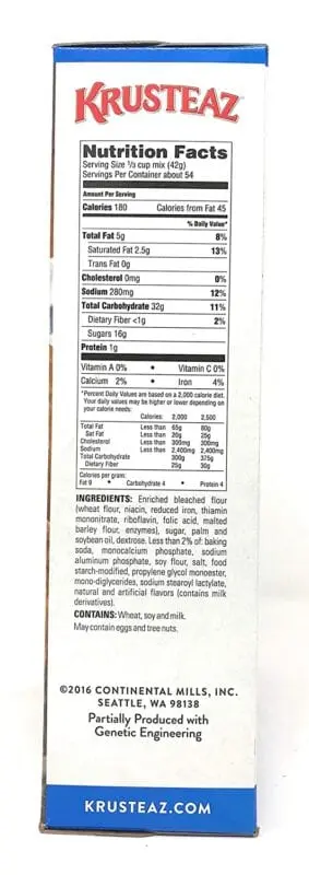 Calorie content CONTINENTAL MILLS, KRUSTEAZ Almond mixture with poppy seeds, with artificial flavors, dry. Chemical composition and nutritional value.