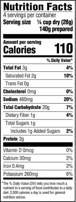 Calorie content Dried (dehydrated) mashed potatoes, in granules containing milk, in dry form. Chemical composition and nutritional value.