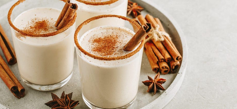 Calorie content Egnog (a drink made from beaten eggs with sugar, rum or wine). Chemical composition and nutritional value.